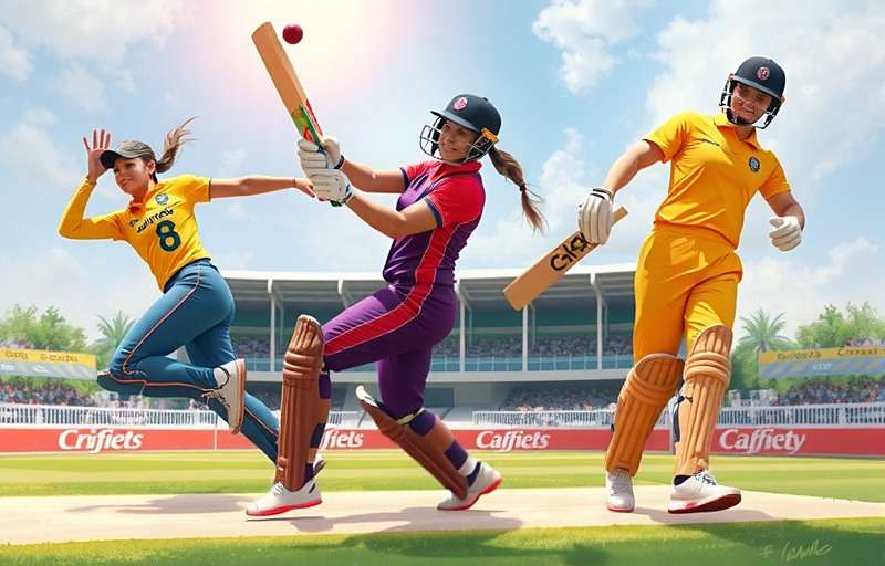Cricketer's Calendar Women's Cricket Expansion Concept art for Cricketer's Calendar upcoming women's cricket expansion showing female players in action